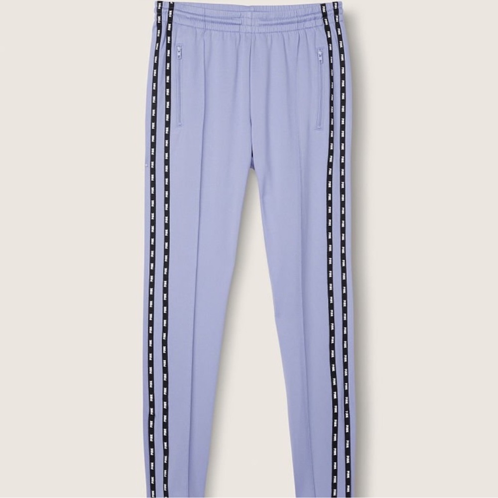 NWT Victoria's Secret PINK Skinny Track Pant Dusty Periwinkle Medium NEW pockets